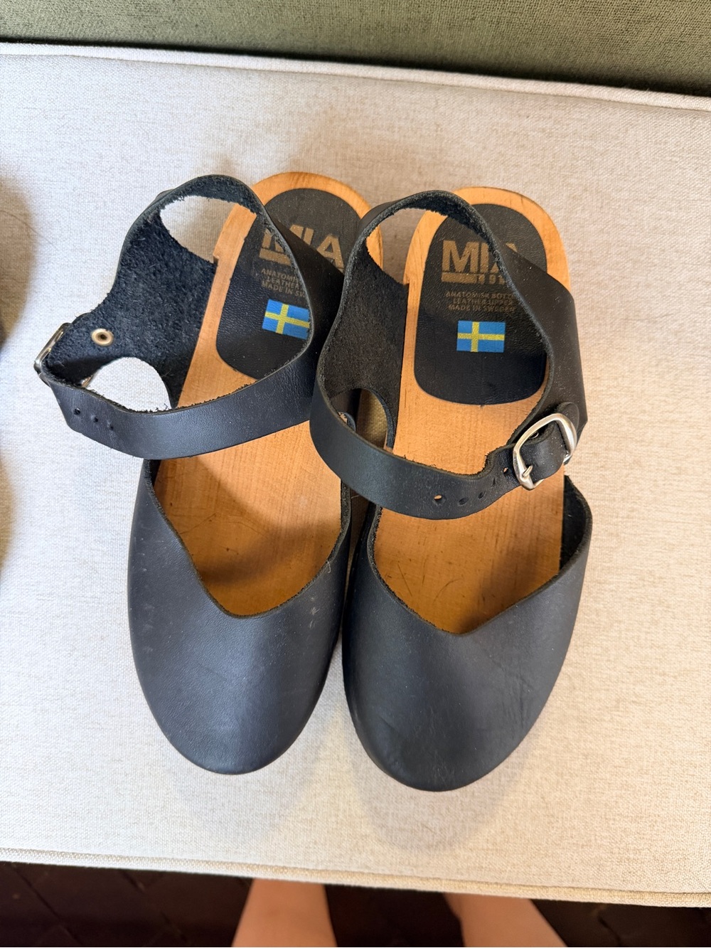 MIA Black Leather Ankle-Strap Clogs - Picture 1 of 3